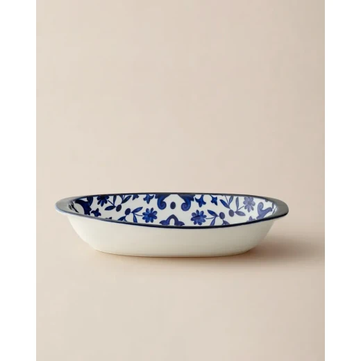 Madame Coco Reve Bleu Ellis Oval Porcelain Plate, Elegant Serving Dish for Appetizers, Desserts and Snacks, Size 19 × 10.3 × 2.7 cm - Madame COCO - Image 4