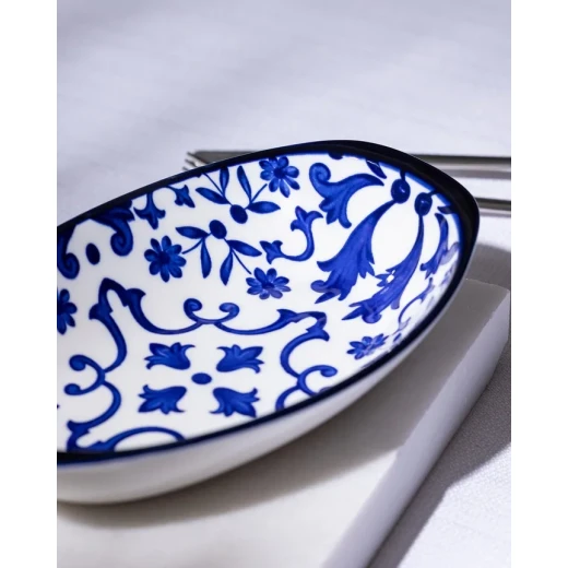 Madame Coco Reve Bleu Ellis Oval Porcelain Plate, Elegant Serving Dish for Appetizers, Desserts and Snacks, Size 19 × 10.3 × 2.7 cm - Madame COCO - Image 7