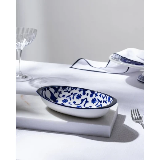 Madame Coco Reve Bleu Ellis Oval Porcelain Plate, Elegant Serving Dish for Appetizers, Desserts and Snacks, Size 19 × 10.3 × 2.7 cm - Madame COCO - Image 9