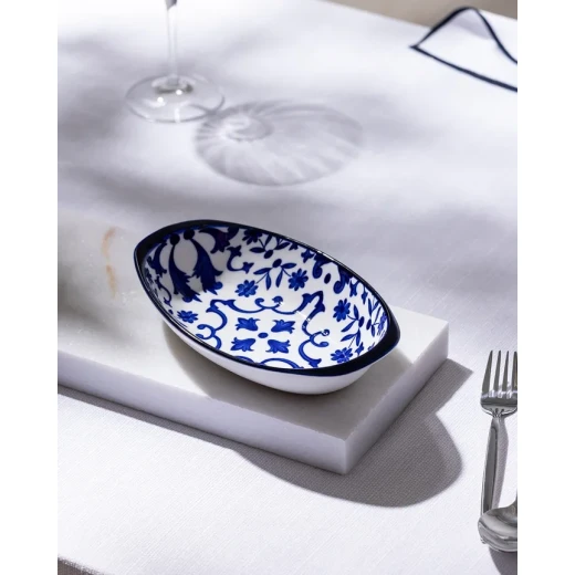Madame Coco Reve Bleu Ellis Oval Porcelain Plate, Elegant Serving Dish for Appetizers, Desserts and Snacks, Size 19 × 10.3 × 2.7 cm - Madame COCO - Image 8