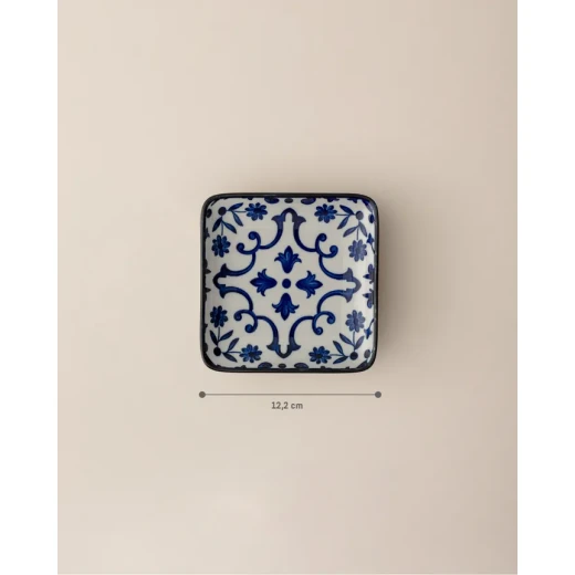 Madame Coco Reve Bleu Ellis Square Porcelain Plate, Elegant Modern Serving Dish for Appetizers, Desserts and Snacks, Size 17.6 × 13.5 × 3.8 cm - Madame COCO - Image 2