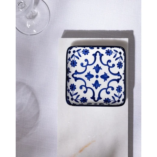 Madame Coco Reve Bleu Ellis Square Porcelain Plate, Elegant Modern Serving Dish for Appetizers, Desserts and Snacks, Size 17.6 × 13.5 × 3.8 cm - Madame COCO - Image 9