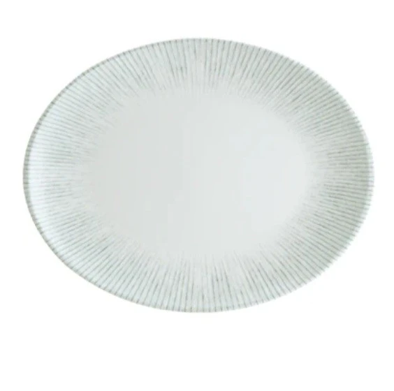 IRIS Porcelain Oval Plate 36x28cm, Elegant Large Serving Platter Tray Dish for Appetizers & Mains, Scratch-Resistant Tableware - Bonna