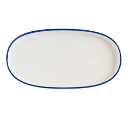 Linea Blue Hygge Porcelain Oval Plate 34cm, Elegant Large Oval Serving Platter Tray, Scratch-Resistant Everyday Hospitality Tableware
