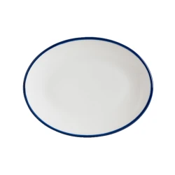 Linea Blue Porcelain Oval Dish 36x28cm, Elegant Large Oval Serving Platter Tray, Scratch-Resistant Everyday Hospitality Tableware