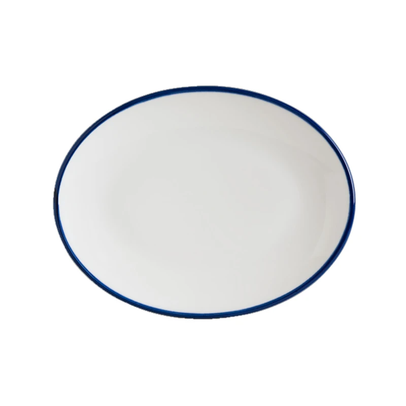 Linea Blue Porcelain Oval Dish 36x28cm, Elegant Large Oval Serving Platter Tray, Scratch-Resistant Everyday Hospitality Tableware - Bonna