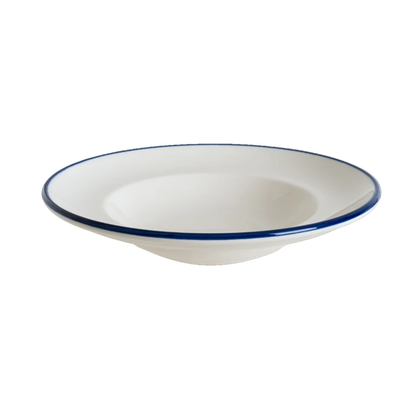 Linea Blue Porcelain Pasta Plate 27cm, Elegant Deep Serving Dish Bowl for Pasta, Soups & Salads, Scratch-Resistant Everyday Tableware - Bonna