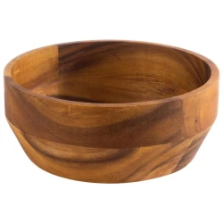 Acacia Wood Bowl Dia 25cm H 8.5cm, Elegant Large Deep Serving Dish for Salad, Fruit & Soup, Durable Everyday Tableware Kitchenware