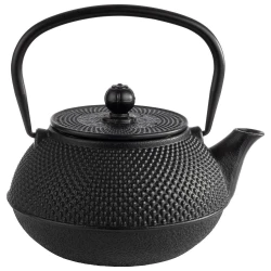 Asia Cast Iron Teapot 0.8L Black, Elegant Heat-Retaining Tea Pot Kettle Dispenser, Durable Scratch-Resistant Everyday Tableware