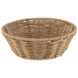 Cove Bread Basket Dia 20cm H 7cm Beige, Elegant Round Serving Wire Basket Fabric Dish Bowl, Durable Everyday Hospitality Tableware