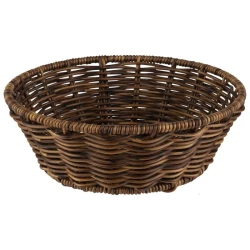 Cove Bread Basket Dia 20cm H 7cm Brown, Elegant Round Serving Wire Basket Fabric Dish Bowl, Durable Everyday Hospitality Tableware