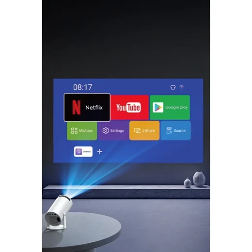 بروجكتور Yesido TV14 Mini أبيض بدقة HD 1280×720P، مع Bluetooth 5.0 وWiFi 6، جهاز عرض محمول مثالي للأفلام والألعاب والعروض المنزلية بجودة صورة واضحة واتصال سريع - يسيدو - Image 3