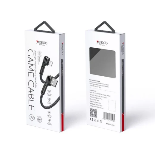 يسيدو CA81-V8 كيبل شحن سريع وبيانات Micro USB بزاوية 90 درجة بطول 2 متر أسود - يسيدو - Image 2