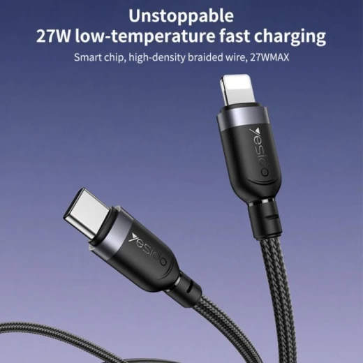 كابل شحن وبيانات يسيدو YESIDO CA193 بطول 3 متر، USB-C إلى Lightning بقدرة 27 واط، كابل شحن سريع PD بتصميم نايلون مضفر، متين للآيفون - يسيدو - Image 6