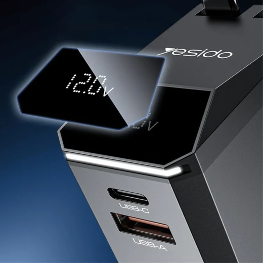 شاحن حائط يسيدو YESIDO Y71 بقوة 125 واط، 4 منافذ USB، مع كابل USB-C إلى Lightning بقدرة 65 واط، شاحن سريع للآيفون والأجهزة الذكية - يسيدو - Image 5