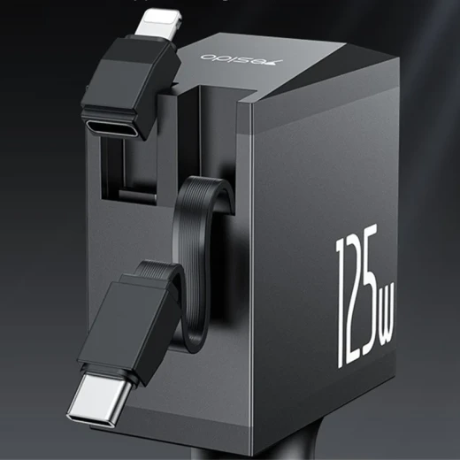 شاحن حائط يسيدو YESIDO Y71 بقوة 125 واط، 4 منافذ USB، مع كابل USB-C إلى Lightning بقدرة 65 واط، شاحن سريع للآيفون والأجهزة الذكية - يسيدو - Image 6