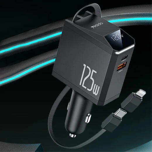 شاحن حائط يسيدو YESIDO Y71 بقوة 125 واط، 4 منافذ USB، مع كابل USB-C إلى Lightning بقدرة 65 واط، شاحن سريع للآيفون والأجهزة الذكية - يسيدو - Image 9