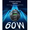 شاحن سيارة يسيدو Y50 بقدرة 60W للشحن السريع، مزود بـ3 منافذ للشحن المتزامن، بتصميم عملي ومتين باللون الأسود، مناسب لشحن الهواتف والأجهزة المتوافقة أثناء القيادة - يسيدو - Image 3