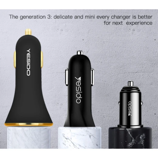 شاحن سيارة سريع يسيدو YESIDO Y38 بتقنية QC2.0 وQC3.0 وFCP وAFC، محول شحن USB فائق السرعة للسيارة، شاحن سيارة أسود - يسيدو - Image 4