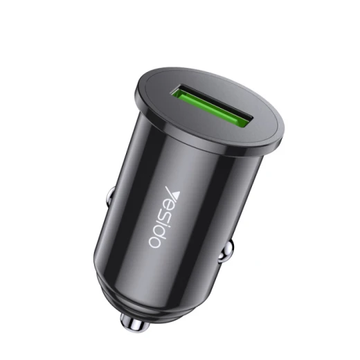شاحن سيارة سريع يسيدو YESIDO Y38 بتقنية QC2.0 وQC3.0 وFCP وAFC، محول شحن USB فائق السرعة للسيارة، شاحن سيارة أسود - يسيدو - Image 5