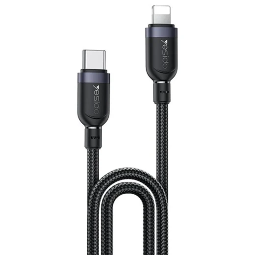 كابل شحن وبيانات يسيدو YESIDO CA191 بطول 2 متر، USB-C إلى Lightning بقدرة 27 واط، كابل شحن سريع ونقل بيانات للآيفون، باللون الأسود كابل شحن وبيانات يسيدو YESIDO CA191 بطول 2 متر، USB-C إلى Lightning بقدرة 27 واط، كابل شحن سريع ونقل بيانات للآيفون، باللون الأسود