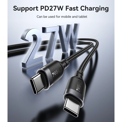 يسيدو CA189 كابل USB-C إلى لايتنينج مضفر 27 واط 1.2 متر أسود - يسيدو - Image 5