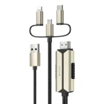 محول يسيدو YESIDO HM14 ‏3 في 1 بمنفذ HDMI، بطول 2 متر ودعم دقة 1080P، محول متعدد الاستخدامات بهيكل من سبائك الزنك لتوصيل الأجهزة والشاشات - يسيدو