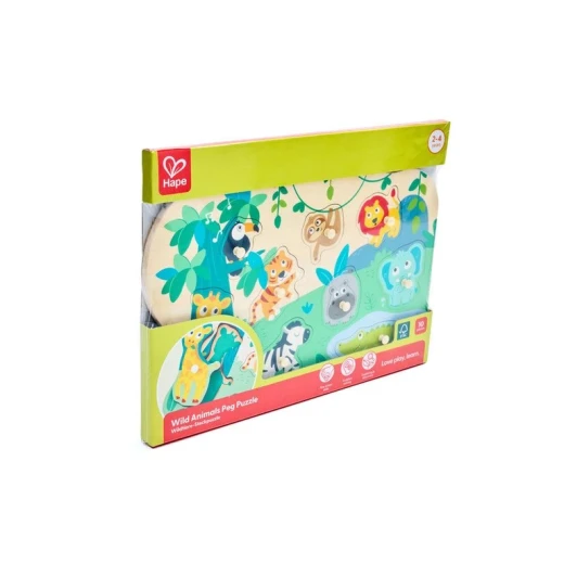 Hape Wild Animals Peg Puzzle, Premium Kids Wooden Early Learning Jigsaw Puzzle Toy, High Quality Educational Brain Teaser Game Toy Gift Hape Wild Animals Peg Puzzle, Premium Kids Wooden Early Learning Jigsaw Puzzle Toy, High Quality Educational Brain Teaser Game Toy Gift