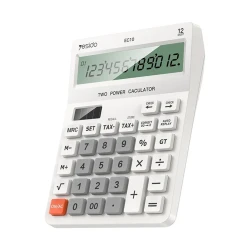 آلة حاسبة مكتبية يسيدو EC10 بشاشة LCD من 12 رقمًا، تعمل بمصدرَي طاقة، تصميم عملي وأنيق باللون الأبيض، مناسبة للمكتب والمنزل