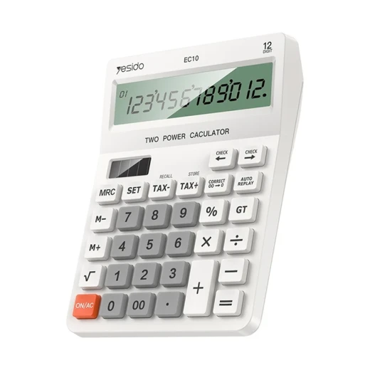 آلة حاسبة مكتبية يسيدو EC10 بشاشة LCD من 12 رقمًا، تعمل بمصدرَي طاقة، تصميم عملي وأنيق باللون الأبيض، مناسبة للمكتب والمنزل آلة حاسبة مكتبية يسيدو EC10 بشاشة LCD من 12 رقمًا، تعمل بمصدرَي طاقة، تصميم عملي وأنيق باللون الأبيض، مناسبة للمكتب والمنزل