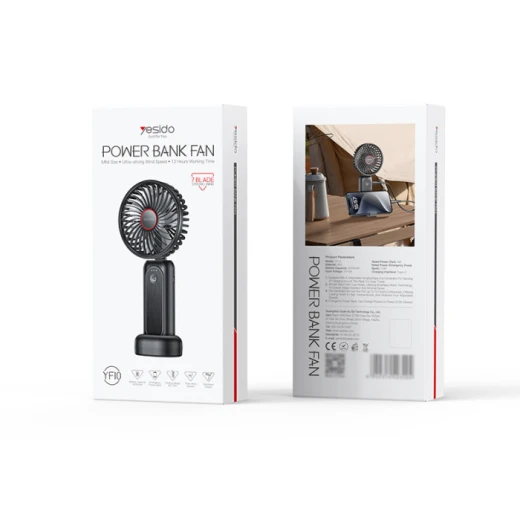 Yesido YF10 3 Stages Of Speed Portable Mini Fan with Big Battery Power Bank Function Black - Yesido - Image 2