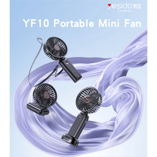 Yesido YF10 3 Stages Of Speed Portable Mini Fan with Big Battery Power Bank Function Black - Yesido - Image 5