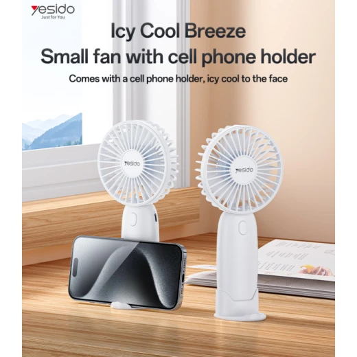 Yesido YF15 3-speed Infinitely Variable 1200mAh Battery Removable Design Small Fan with Phone Holder Black - Yesido - Image 6