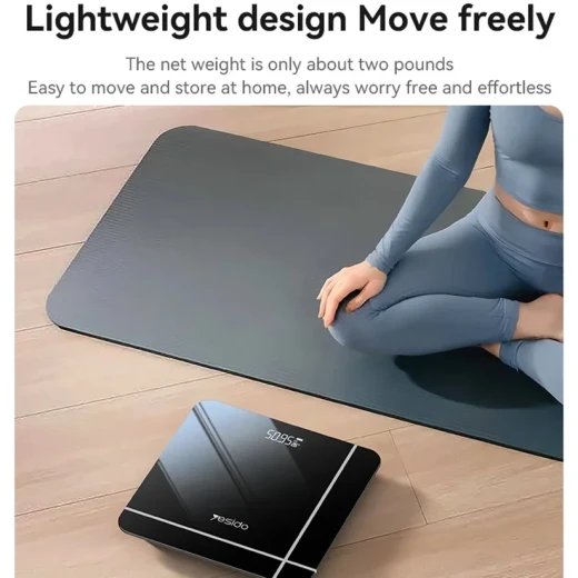 ميزان إلكتروني رقمي يسيدو MG09 باللون الأسود، ميزان وزن منزلي بتصميم عملي، أبعاد 260 × 260 × 23.5 مم، سهل الاستخدام ومناسب للقياس اليومي - يسيدو - Image 3