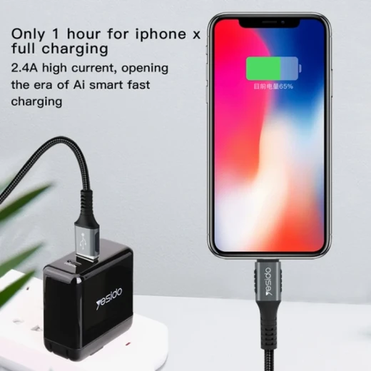 كابل بيانات USB 3.0 Micro من يسيدو CA36 بطول 1.2 متر، كابل شحن ونقل بيانات باللون الأسود، تصميم عملي للاستخدام مع الأجهزة المتوافقة - يسيدو - Image 3