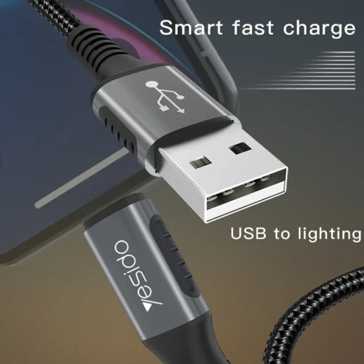 كابل بيانات USB 3.0 Micro من يسيدو CA36 بطول 1.2 متر، كابل شحن ونقل بيانات باللون الأسود، تصميم عملي للاستخدام مع الأجهزة المتوافقة - يسيدو - Image 4