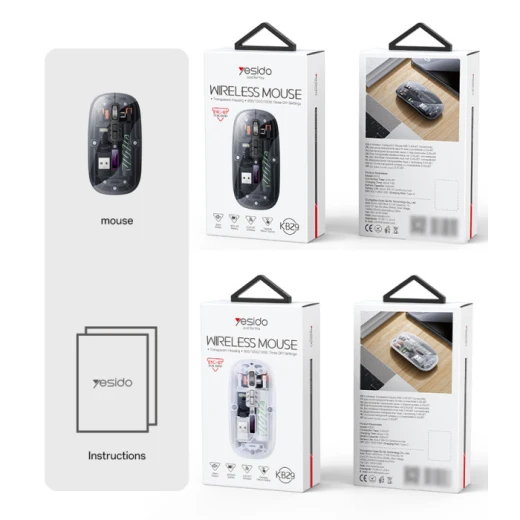 ماوس لاسلكي يسيدو KB29 بتصميم مريح وشفاف كريستالي، أزرار هادئة، اتصال مزدوج 2.4G وBluetooth، فأرة لاسلكية أنيقة وعملية للاستخدام اليومي - يسيدو - Image 3