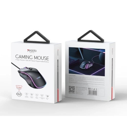 ماوس ألعاب سلكي يسيدو KB20 Max بدقة تصل إلى 7200 DPI، كابل USB بطول 1.1 متر، إضاءة RGB ملونة بتأثير تنفس، تصميم عملي للألعاب والاستخدام اليومي - يسيدو - Image 3