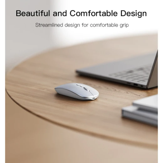 ماوس لاسلكي يسيدو KB15 Slim قابل لإعادة الشحن، اتصال 2.4 جيجاهرتز، تصميم نحيف وخفيف، باللون الفضي، فأرة عملية للكمبيوتر واللابتوب والاستخدام اليومي - يسيدو - Image 4