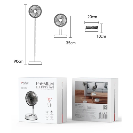 Yesido YF11 Three-speed Wind Big Battery Retractable Foldable Noisy Floor/Table Using Fan Black - Yesido - Image 3