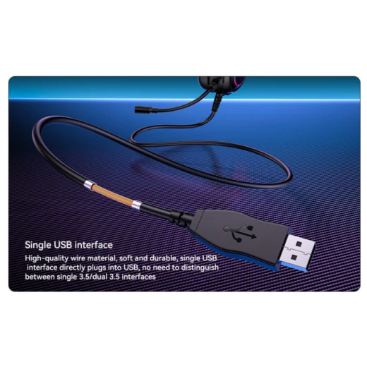 سماعة رأس ألعاب سلكية يسيدو EK05، ميكروفون HD، صوت ستيريو ثلاثي الأبعاد، اتصال USB، إضاءة RGB، تصميم مريح باللون الأسود - يسيدو - Image 4
