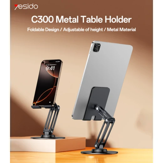 حامل مكتب يسيدو C300 للأجهزة من 4.7 إلى 7.2 بوصة، حامل هاتف وتابلت قابل للتعديل، تصميم عملي وثابت باللون الفضي، مناسب للمكتب والمنزل - يسيدو - Image 6