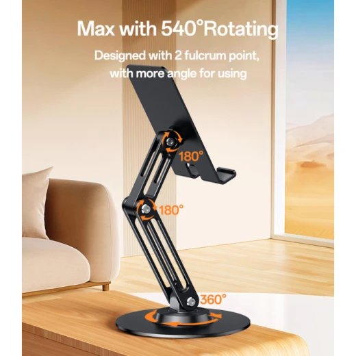 حامل مكتب يسيدو C300 للأجهزة من 4.7 إلى 7.2 بوصة، حامل هاتف وتابلت قابل للتعديل، تصميم عملي وثابت باللون الفضي، مناسب للمكتب والمنزل - يسيدو - Image 4
