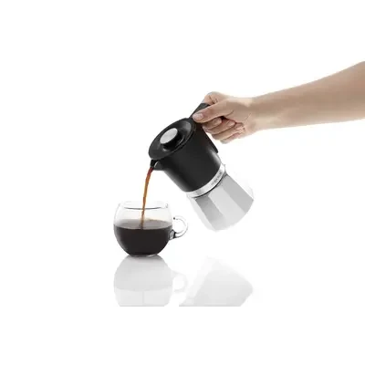 Arzum Coffee Maker Pot with Mixer, Moka Pot for Hot & Cold Milk, 1.8L Capacity, 3-Cup, Black & Chrome, Model OK0027 - arzum okka - Image 2