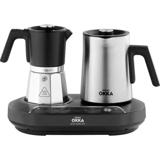 Arzum Coffee Maker Pot with Mixer, Moka Pot for Hot & Cold Milk, 1.8L Capacity, 3-Cup, Black & Chrome, Model OK0027 Arzum Coffee Maker Pot with Mixer, Moka Pot for Hot & Cold Milk, 1.8L Capacity, 3-Cup, Black & Chrome, Model OK0027