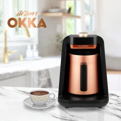 Okka Rich Turkish Milk Coffee Machine Spin Pro OK0026, 700W – 1–5 Cups of Coffee or 1–4 Cups of Milk, Classic & Strong Coffee Modes, Stainless Steel Container, Mixer & Anti-Spill System