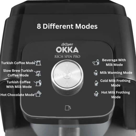 Okka Rich Turkish Milk Coffee Machine Spin Pro OK0026, 700W – 1–5 Cups of Coffee or 1–4 Cups of Milk, Classic & Strong Coffee Modes, Stainless Steel Container, Mixer & Anti-Spill System - arzum okka - Image 5