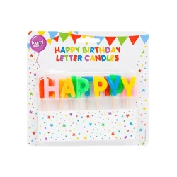 شموع أعياد الميلاد الملونة بشكل أحرف Happy Birthday - ديكور مثالي للكيك بتصميم آمن يمنع تساقط الشمع لإضفاء لمسة ساحرة على احتفالك