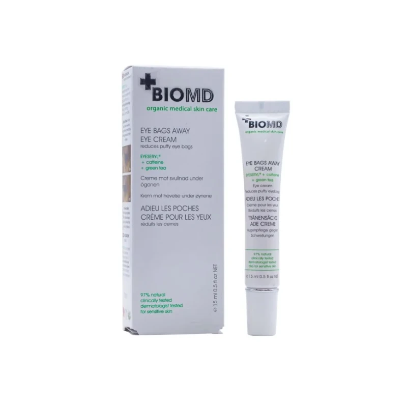 BioMd Eye Bags Away Cream 15ml - Advanced De-Puffing, Brightening & Anti-Wrinkle Eye Treatment with EYESERYL® & Caffeine - Biomed