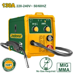 Jadever JDWFC1303 FCAW MIG/MMA Welding Machine, 58V, 15-130A, Compatible with Ø1.6-3.2 mm Electrodes, Practical Multi-Function Welder